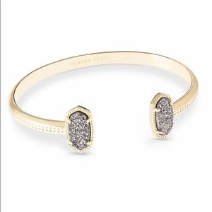 Kendra Scott Gold Cuff Bracelet w/ Platinum Drusy
